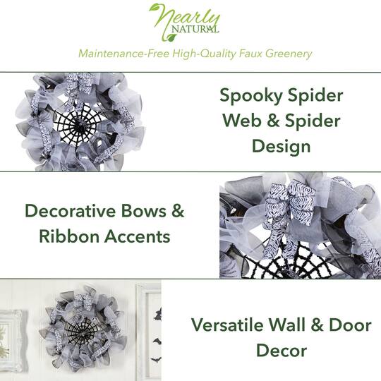 26" Halloween Spider Web Mesh Wreath